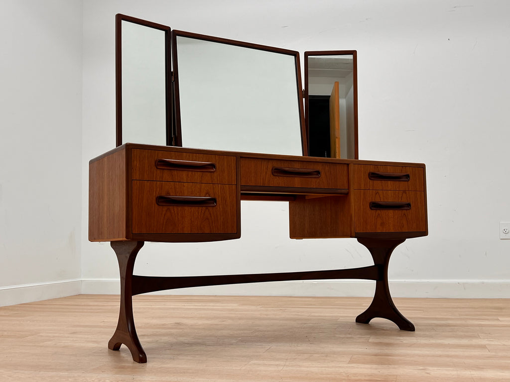 Mid Century Triple Mirror Vanity by G Plan