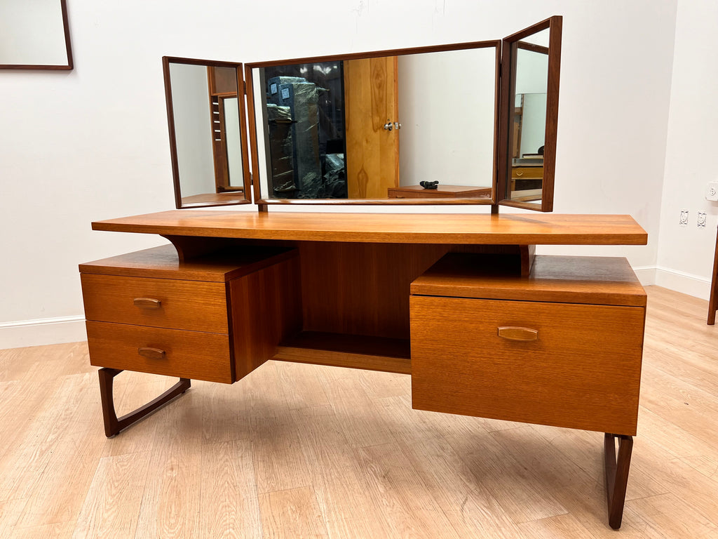 Mid Century Triple Mirror Vanity by G Plan