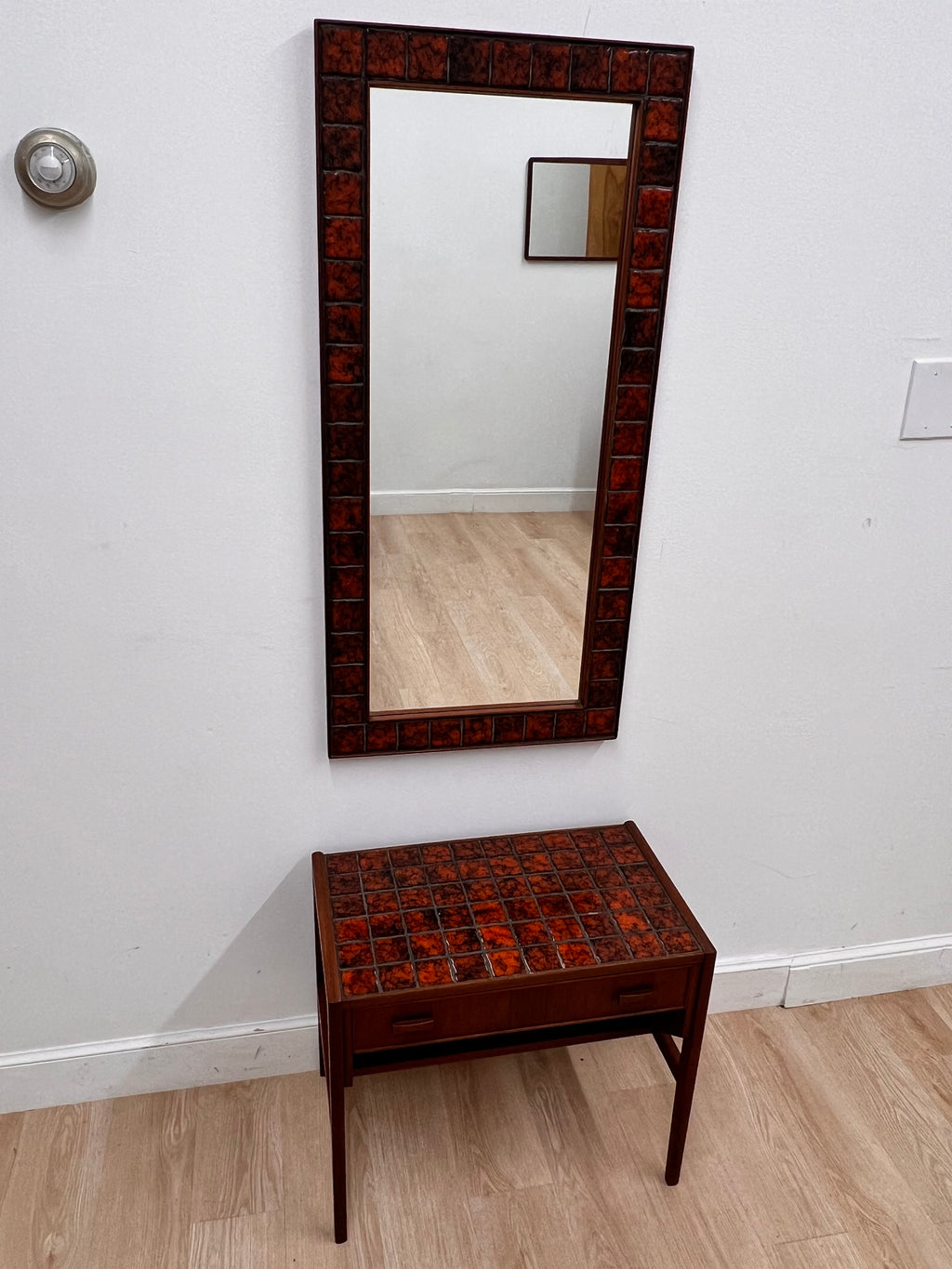 Mid Century Mirror/End table set Danish