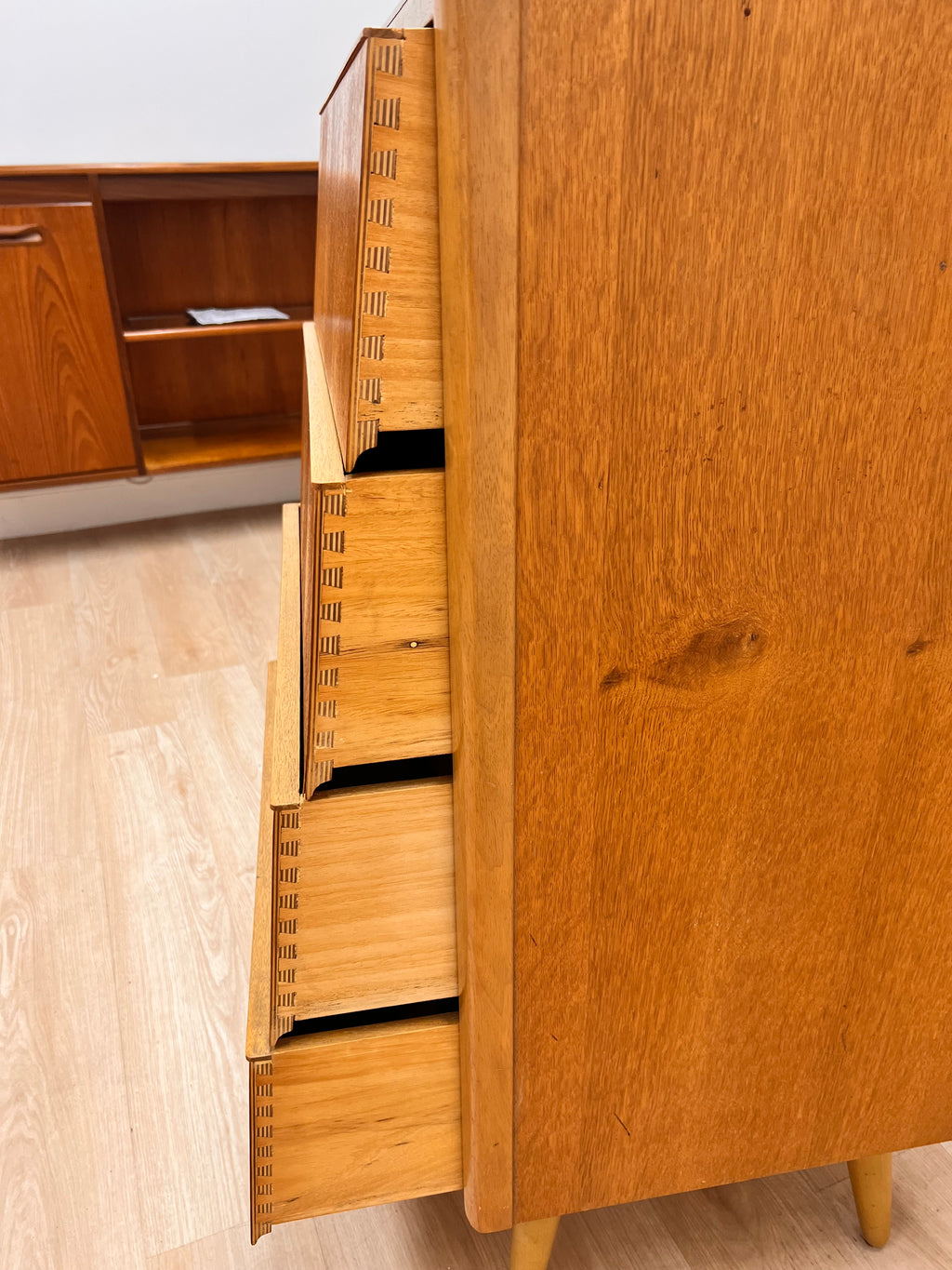 Mid Century Maple Drawer set by Avalon Furniture..