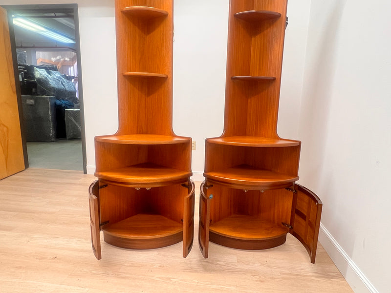 Mid Century Corner Units/Bookshelves Pair By Nathan Furniture of London