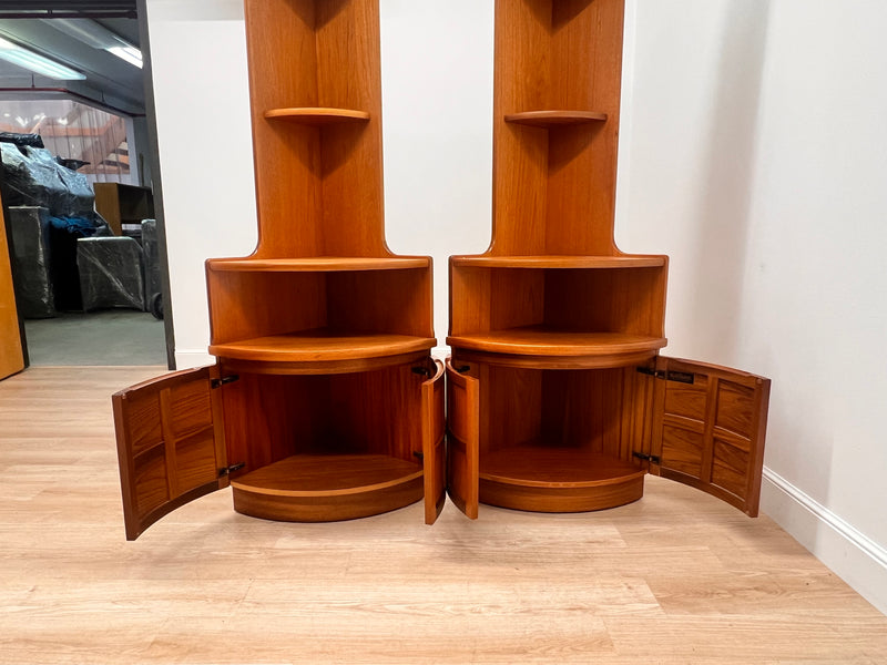 Mid Century Corner Units/Bookshelves Pair By Nathan Furniture of London
