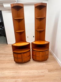 Mid Century Corner Units/Bookshelves Pair By Nathan Furniture of London