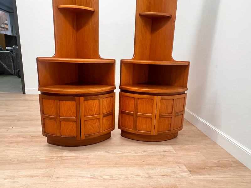 Mid Century Corner Units/Bookshelves Pair By Nathan Furniture of London