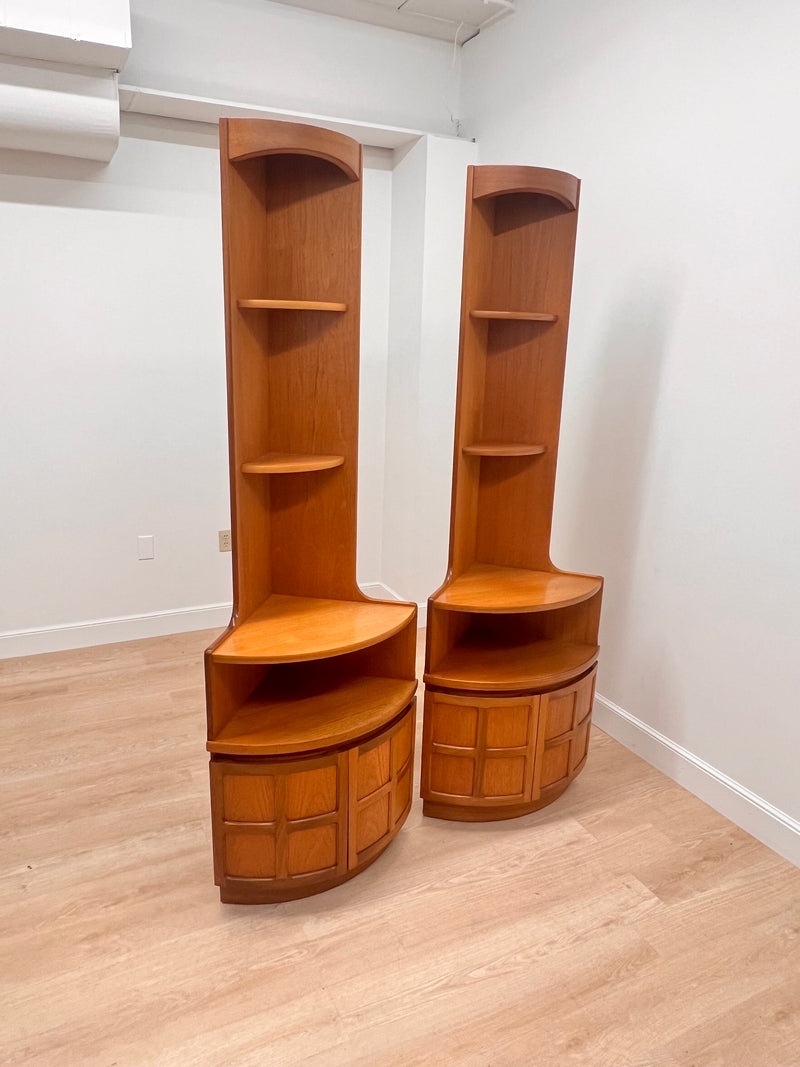 Mid Century Corner Units/Bookshelves Pair By Nathan Furniture of London
