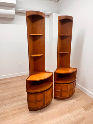 Mid Century Corner Units/Bookshelves Pair By Nathan Furniture of London