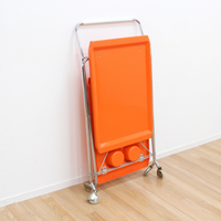 MID CENTURY ITALIAN FOLDING BAR CART IN ORANGE AND CHROME