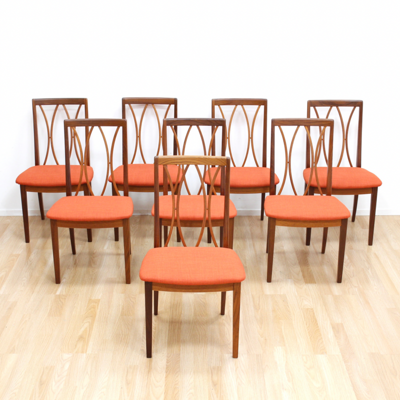 MID CENTURY DINING CHAIRS BY G PLAN 8 SET