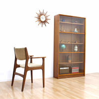 MID CENTURY TALL BOOKCASE DISPLAY CABINET