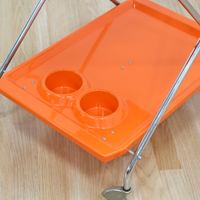 MID CENTURY ITALIAN FOLDING BAR CART IN ORANGE AND CHROME