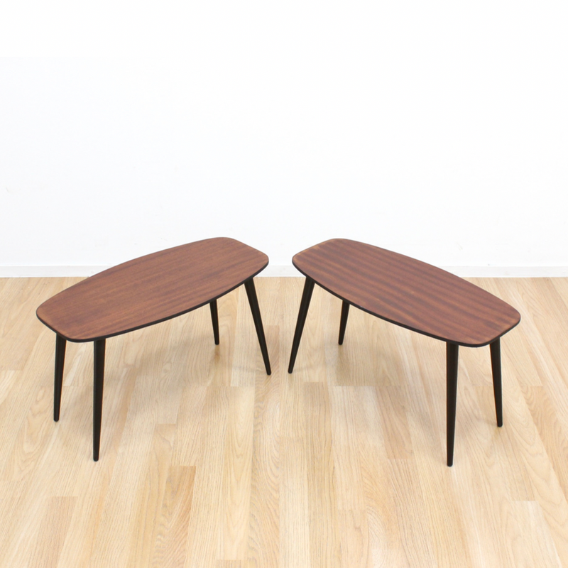 PAIR OF MID CENTURY ATOMIC SIDE TABLES/END TABLES